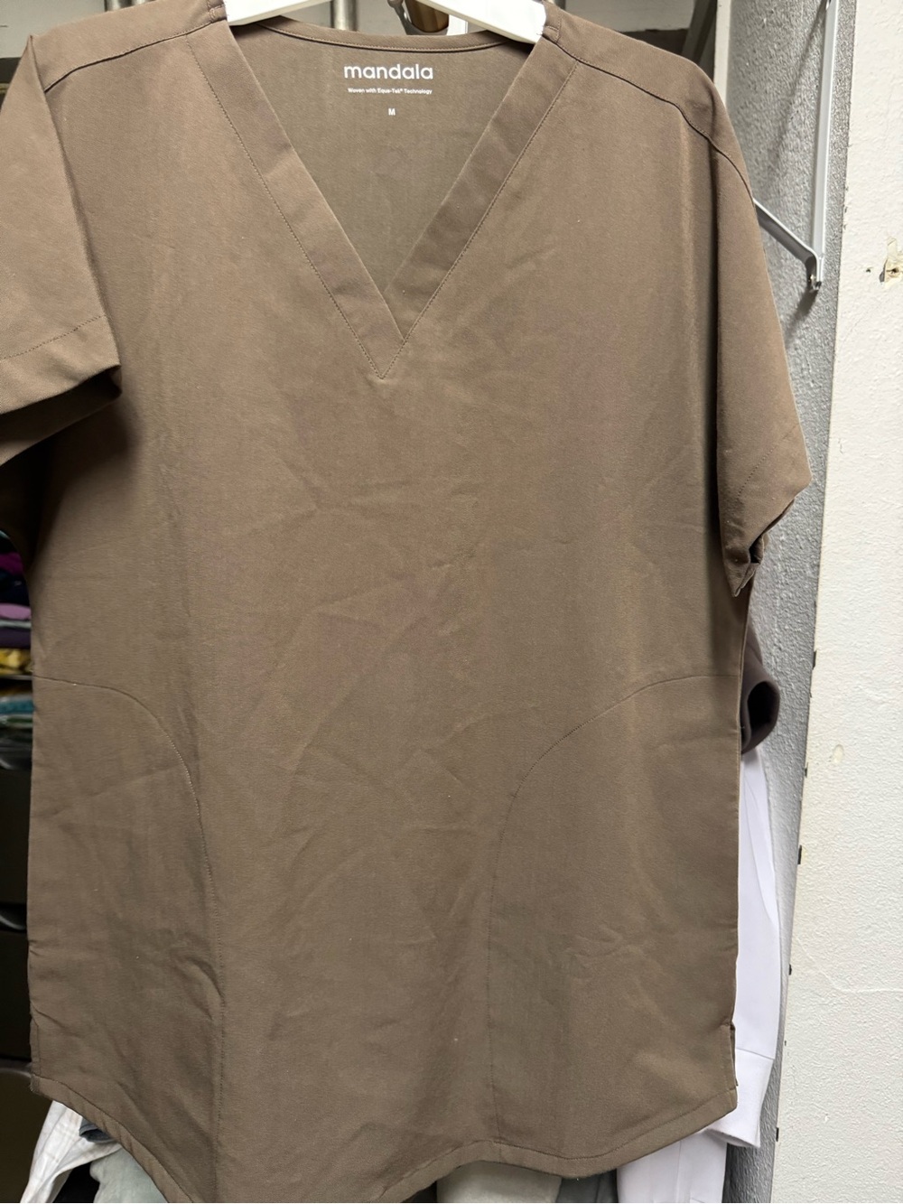 Mandala V-Neck Scrub Top in Brown